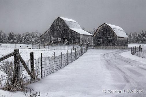 Barns In Snowfall_20408.jpg - Photographed near Smiths Falls, Ontario, Canada.